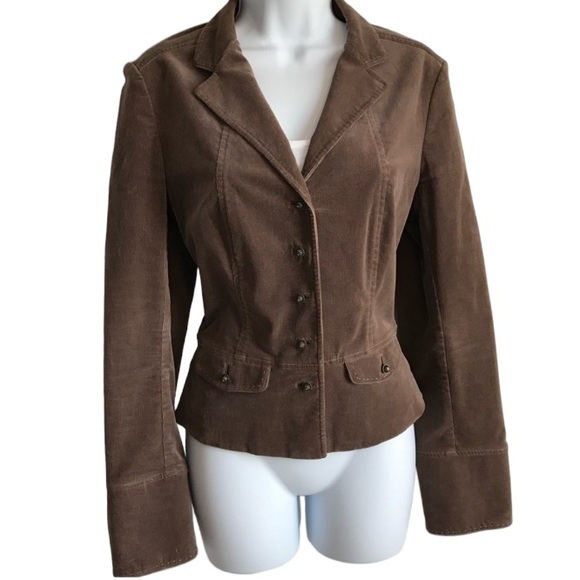 Gianni Bini Jackets & Blazers - Gianni Bini mocha brown corduroy structured blazer jacket sz 10 in EUC